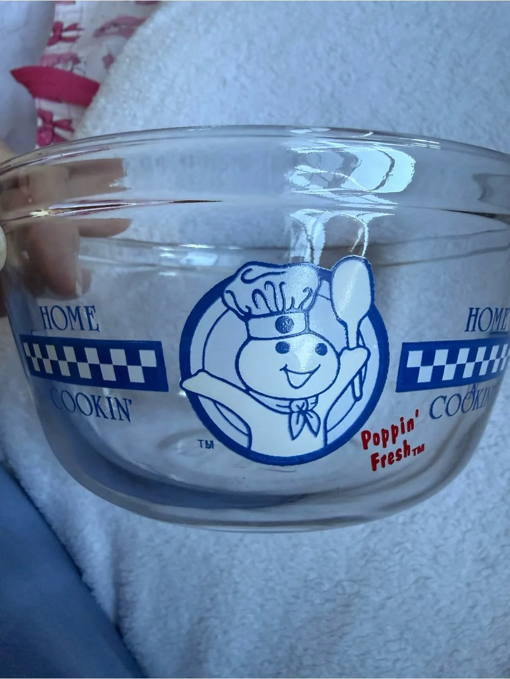Anchor Hocking Pillsbury Doughboy Poppin Fresh Glass Mixing Bowls 1.5 Qt & 1 Qt